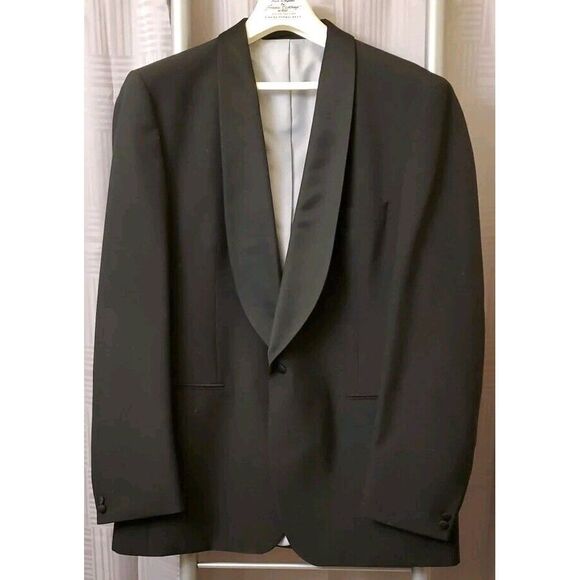 Men's One Button Black Tuxedo Satin Stripe‎ 38 Pants Satin Shawl Lapel - Picture 1 of 14